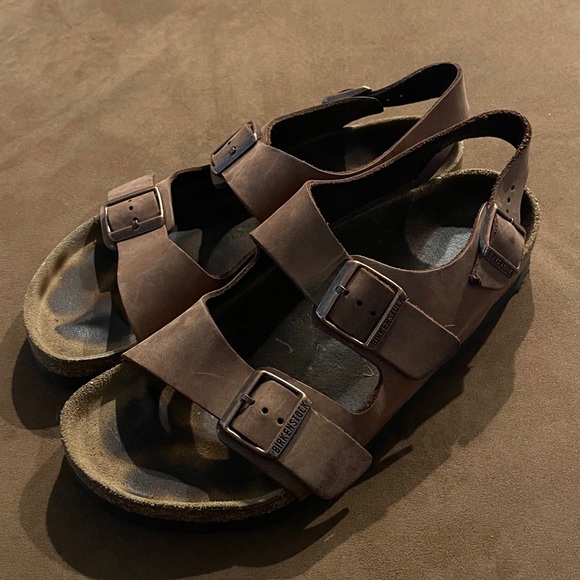 Birkenstock men’s Milano brown leather sandals 43